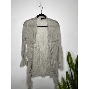 Eileen Fisher Silver Cashmere Crush Flutter Cardigan S $278